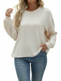 Nfsion Womens Casual Long Sleeve Crewneck Ribbed Shirt Apricot Size S by Deal US