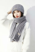 Wander Agio Women's Wool Knit Beanie & Scarf Set Grey 5pcs by Deal US