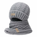 Wander Agio Women's Wool Knit Beanie & Scarf Set Grey 5pcs by Deal US