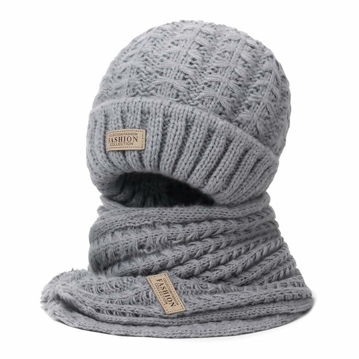 Wander Agio Women's Wool Knit Beanie & Scarf Set Grey 5pcs by Deal US