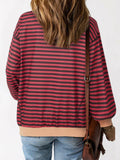 Womens Oversized Sweatshirt Cotton Long Sleeve Pullover Wine Purple Size L by Deal US