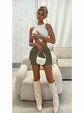 Womens Y2K Cargo Mini Skirt Elastic Waist Ruched Side Pockets Size S by Deal US