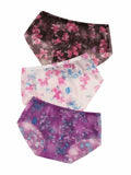 OYOANGLE Women's Floral Print Sheer Panties Mid Waist 3 Pc Multicolor Size L by Deal US