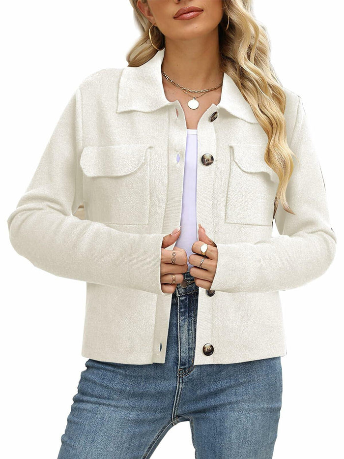 BZB Womens Cardigan Sweater Long Sleeve Open Front Knit White - Size XXL by Deal US