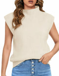 Himosyber Women's Knit Sweater Vest Sleeveless Top Apricot Size XSmall by Deal US