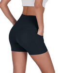 ODODOS Gathered Cross Waist Yoga Shorts with Pockets Navy Size XS by Deal US