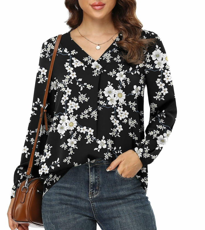 Jouica V Neck Tunic Top Women Black Size Small by Deal US