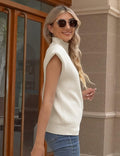 Himosyber Women's Knit Sweater Vest Sleeveless Top Apricot Size XSmall by Deal US