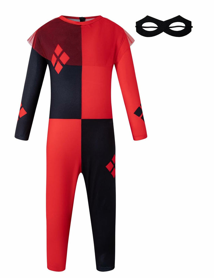 Yruiz Girl Halloween Clown Jumpsuit Red Black Long Sleeves Size 5-6Y by Deal US