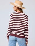 ANRABESS Women's Tweed Knit Cardigan White Red Stripe Size Small by Deal US