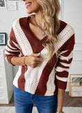 EVALESS Womens Brown Striped Knit Sweater Long Sleeve Pullover Size S by Deal US