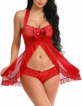 Ababoon Women Lingerie Sexy Babydoll Lace Chemise Nightwear, Dark Red S by Deal US
