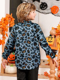 Boys Halloween Ghost Pumpkin Long Sleeve Button-Up Shirt Size 7-8 by Deal US