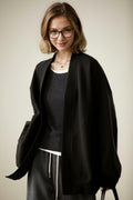 LICOBOD Women's Lightweight Cotton Open Front Hoodie Coat Black, Size L by Deal US