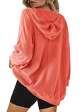 SENSERISE Womens Oversized Melon Red V Neck Hoodie Sweatshirt Size S by Deal US