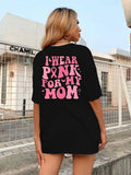 FASHGL I Wear Pink for My Mom Breast Cancer Awareness T-Shirt Pink Size XL by Deal US