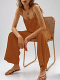 Imily Bela Womens Linen 2PC Camisole & Wide Leg Pants Brick Red Size XXL by Deal US