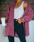 Hixiaohe Women's Corduroy Oversized Shirt Jacket Coat Light Wine Size S by Deal US