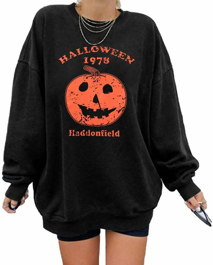 KIMSOONG Womens Oversized Halloween Pumpkin Sweatshirt Apricot Size XL by Deal US
