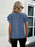 SOLY HUX Women's Ruffle Short Sleeve Blouse Casual Round Neck Blue Black Size S by Deal US