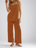Imily Bela Womens Linen 2PC Camisole & Wide Leg Pants Brick Red Size XXL by Deal US