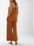 Imily Bela Womens Linen 2PC Camisole & Wide Leg Pants Brick Red Size XXL by Deal US