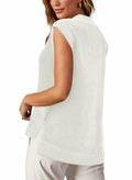 Lueluoye White V Neck Sleeveless Sweater Vest Women Casual Size S by Deal US