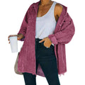 Hixiaohe Women's Corduroy Oversized Shirt Jacket Coat Light Wine Size S by Deal US