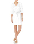 Armani Exchange Women's 3/4 Sleeve Linen Wrap Mini Dress Optic White Size 2 by Deal US