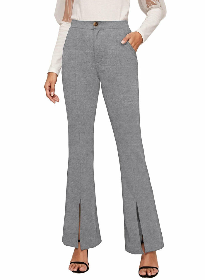 EVALESS Business Dress Work Pants High Waisted Slim Flare Dark Grey Size M by Deal US