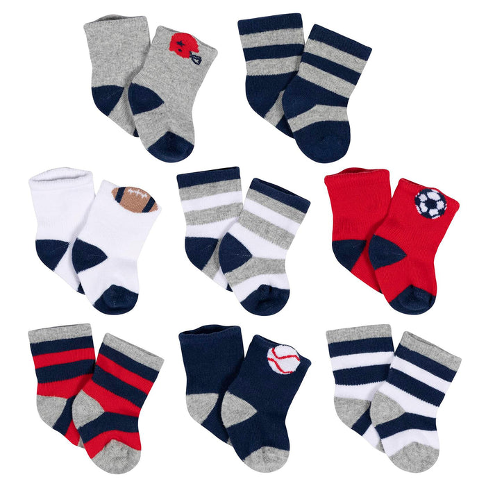Gerber Baby Wiggle-Proof Socks Sports Blue 8-Pair Size 3-6 Months by Deal US