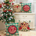 Fjfz Christmas Santa Mrs Claus Throw Pillow Covers 20x20 Green Set of 4 by Deal US