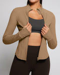 AVGO Women's Zip Up Lightweight Yoga Athletic Jacket Cream Coffee Size XS by Deal US