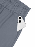 NIMIN Women's High Waisted Paper Bag Work Pants Blue Grey Size 2XL by Deal US