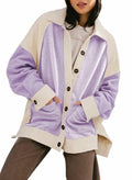 SHEWIN Women's Winter Sherpa Fleece Button Down Shacket Coat Orchid Petal Size S by Deal US