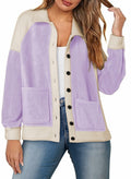 SHEWIN Women's Winter Sherpa Fleece Button Down Shacket Coat Orchid Petal Size S by Deal US