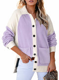 SHEWIN Women's Winter Sherpa Fleece Button Down Shacket Coat Orchid Petal Size S by Deal US