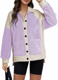 SHEWIN Women's Winter Sherpa Fleece Button Down Shacket Coat Orchid Petal Size S by Deal US