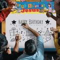 Outus Happy Birthday Jesus Banner Backdrop Christmas Nativity 6x6 ft by Deal US
