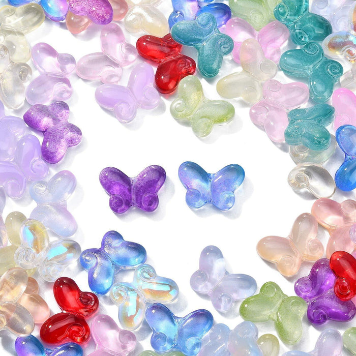 DanLingJewelry 100 pcs Random Color Glass Butterfly Beads for Jewelry Crafts by Deal US