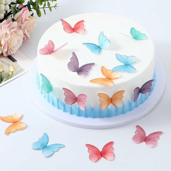 THJ 48Pcs Edible Wafer Paper Butterflies Cake Decoration Mix Color by Deal US