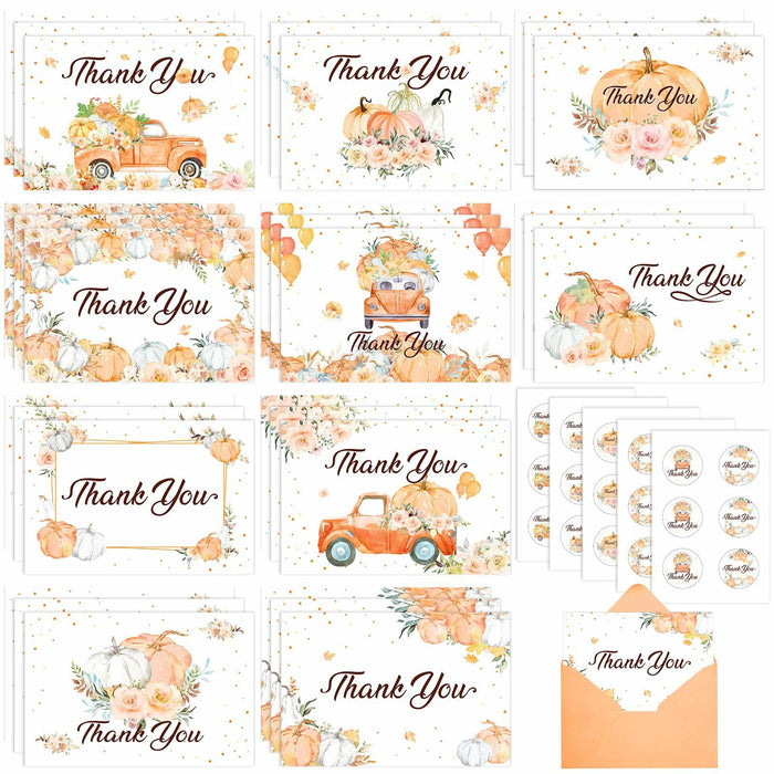 Dianelhall Pumpkin Thank You Cards Set 30pcs 4x6 Inch Orange Fall Theme by Deal US