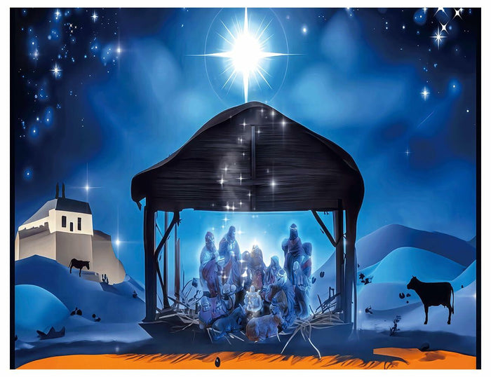YYNXSY Nativity Scene Backdrop 10x8FT Christmas Star Night Blue by Deal US