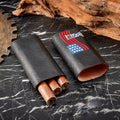 WANTHER Leather Cigar Case Travel Humidor Kit Cedar-Lined Accessories by Deal US
