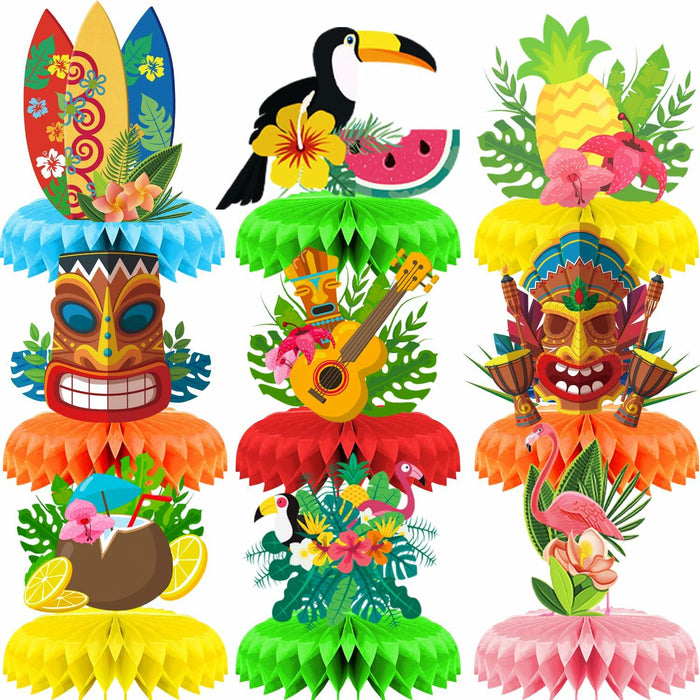 Didazay 9 Pcs Luau Hawaiian Honeycomb Table Centerpieces Tropical Party by Deal US
