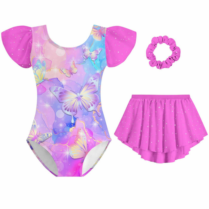 Idgreatim Girls Dance Leotard Butterflies Ballet Outfit with Skirt Size 8-9 by Deal US