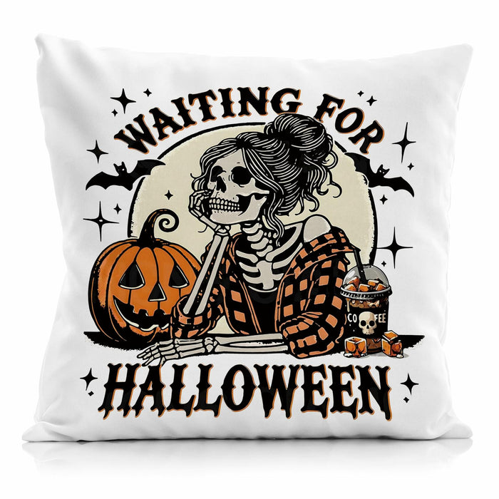 Nogrit Halloween Pillow Cover 18x18 Gothic Plaid Skeleton Pumpkin Black by Deal US