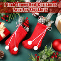 Shinymoon 12 Pcs 7" Faux Fur Christmas Stockings Red Small Furry Xmas Decor by Deal US