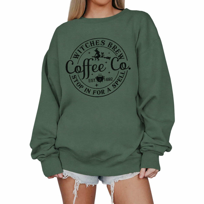 IZYJOY Witches Brew Coffee Oversized Sweatshirt Women Green Size Small by Deal US