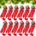 Shinymoon 12 Pcs 7" Faux Fur Christmas Stockings Red Small Furry Xmas Decor by Deal US